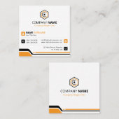 Clean & Modern Orange & White Corporate スクエア名刺 (正面/裏面)