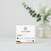 Clean & Modern Orange & White Corporate スクエア名刺 (スタンド正面)