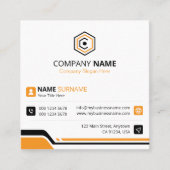 Clean & Modern Orange & White Corporate スクエア名刺 (正面)