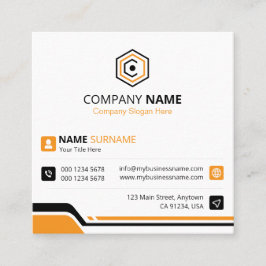 Clean & Modern Orange & White Corporate スクエア名刺