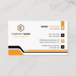 Clean & Modern Orange & White Corporate 名刺