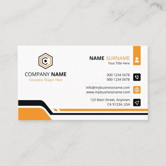 Clean & Modern Orange & White Corporate 名刺 (正面)