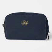 Clean Navy Blue Gold Monogram Accessories ドップキット (正面)