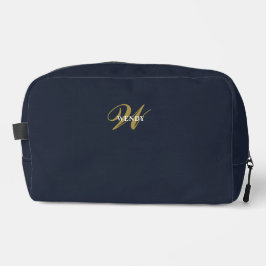 Clean Navy Blue Gold Monogram Accessories ドップキット