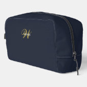 Clean Navy Blue Gold Monogram Accessories ドップキット (右コーナー)