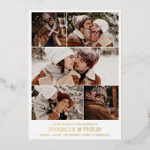 Clean Photo Collageインフォーマル結婚ズ 箔招待状 (正面)