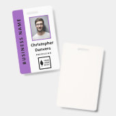 Clean Purple Whiteロゴオフィスの従業員の追加 バッジ (正面&裏面)