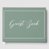 Clean Sage Green Script 結婚 Writhenes ゲストブック (正面)