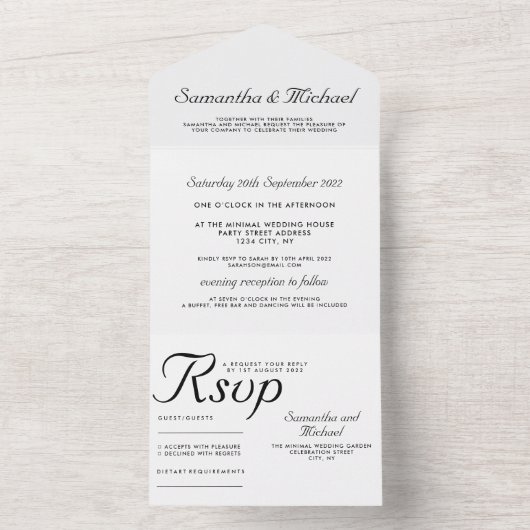 Clean Simple Wedding オールインワン招待状 (内側)