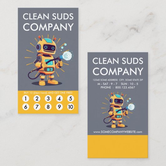 Clean Suds Wash Loyalty Punch Card ロイヤリティカード (正面/裏面)