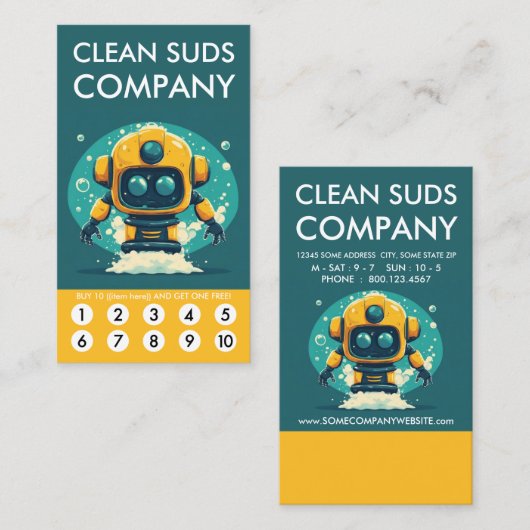 Clean Suds Wash Loyalty Punch Card ロイヤリティカード (正面/裏面)