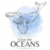 Clean the Oceans - whale watercolour design シール (正面)