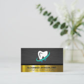 Clean Toothロゴ |金ゴールドダークメタリック 名刺 (スタンド正面)