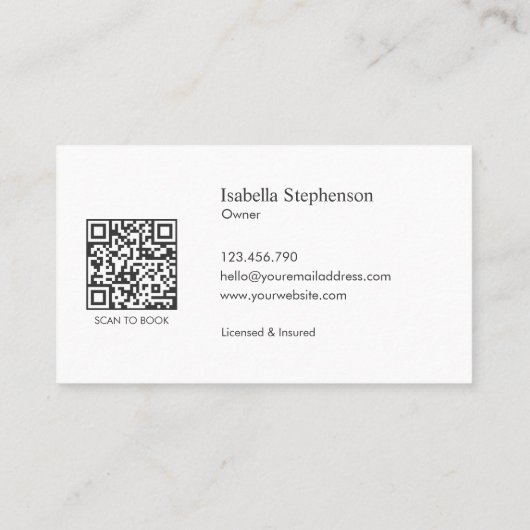 Cleaner House Cleaning Service Minimal QR Code 名刺 (裏面)