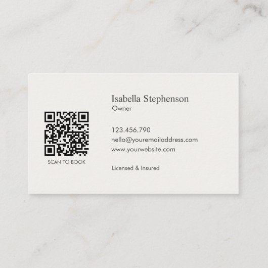 Cleaner House Cleaning Service QR Code Minimal 名刺 (裏面)