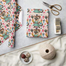 Cleaner House Wife Cat is cleaning the house ラッピングペーパー