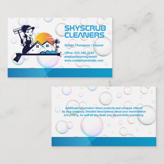 Cleaner with Squeegee | Soap Bubbles 名刺 (正面/裏面)
