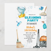 Cleaning birthday party invite 招待状 (正面/裏面)