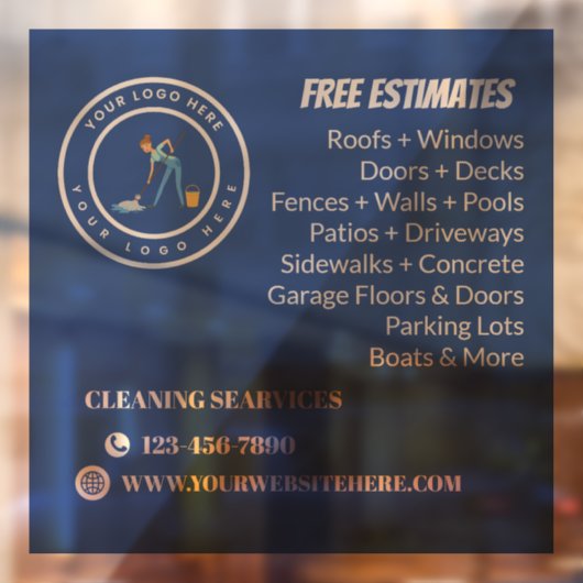 Cleaning Company | Custom Logo Cleaning Service ウィンドウサイン (シート2)