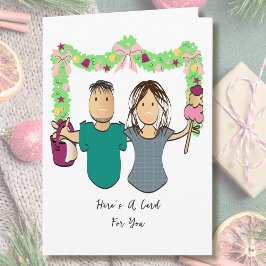 Cleaning Couple Cartoon Funny Thank You  カード