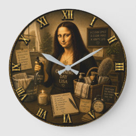 Cleaning Day Funny Mona Lisa Laundry Room ラージ壁時計