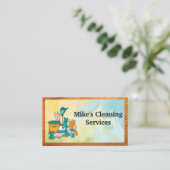 Cleaning Houseサービスツール | 水彩画 | ウッド 名刺 (スタンド正面)
