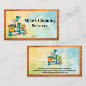 Cleaning Houseサービスツール | 水彩画 | ウッド 名刺 (正面/裏面)