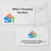 Cleaning Houseサービスロゴ | 大理石背景 名刺 (正面/裏面)