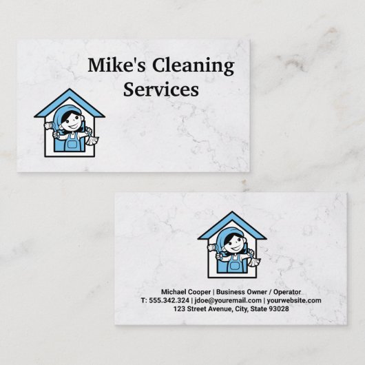 Cleaning Houseロゴ | 大理石 | メイドロゴ 名刺 (正面/裏面)