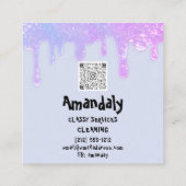 Cleaning House Office Service QRCodeソープブルー スクエア名刺 (裏面)