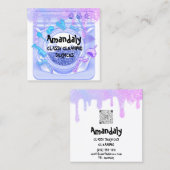 Cleaning House Office ServicesロゴQRコードSOAP スクエア名刺 (正面/裏面)