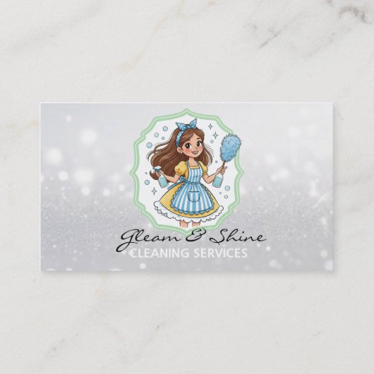 Cleaning Housekeeping Brunette Cleaner Service 名刺 (裏面)