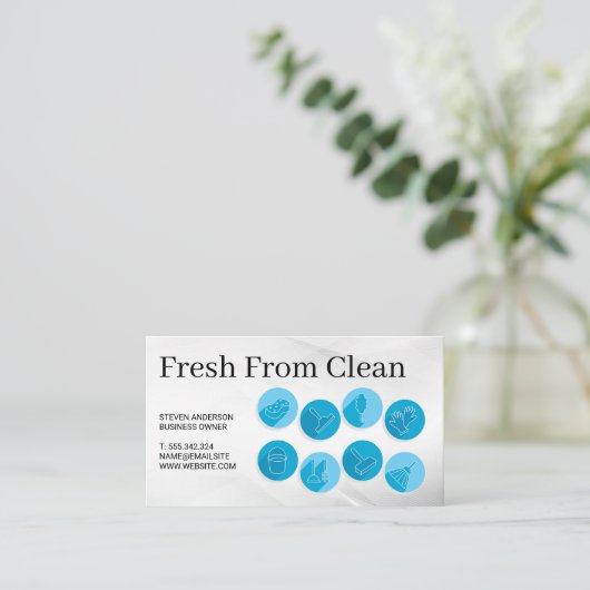 Cleaning Icons | Maid Janitorial Services 名刺 (スタンド正面)