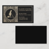Cleaning Lady Cleaner Service Stylish Black & Gold 名刺 (正面/裏面)