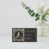 Cleaning Lady Cleaner Service Stylish Black & Gold 名刺 (スタンド正面)