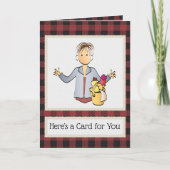 Cleaning Lady Female Cartoon Thank You Christmas カード (正面)