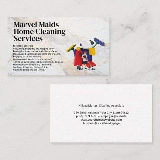 Cleaning Lady Mopping | Bucket Cleaning Equipment 名刺 (正面/裏面)