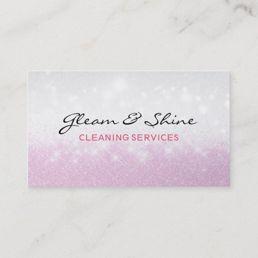 Cleaning Lady Traditional Maid Pink Faux Glitter 名刺 (裏面)