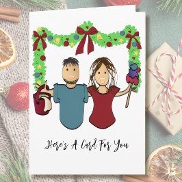 Cleaning Male Female Cartoon Thank You Christmas  カード