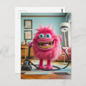 Cleaning monster happy with its vacuum cleaner ポストカード (正面/裏面)