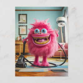 Cleaning monster happy with its vacuum cleaner ポストカード