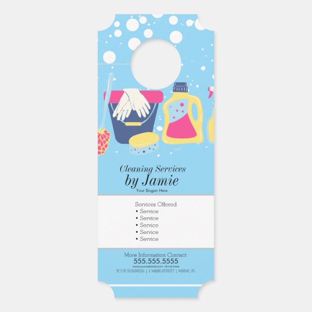 Cleaning Service Blue Business  ドアノブサイン (正面)