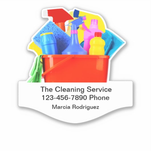 Cleaning Service Businessクールのステッカーラベル シール (正面)