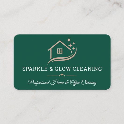 Cleaning Service Green QR Code Professional 名刺 (正面)