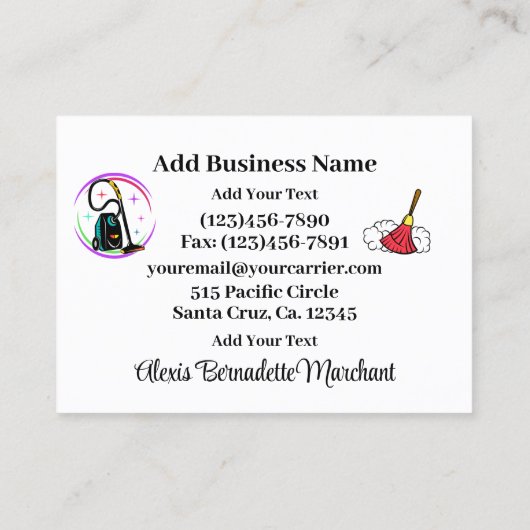 Cleaning Service Housekeeping  Business Card 名刺 (裏面)