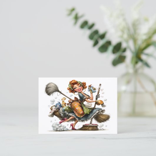 Cleaning Service Housekeeping  Business Card 名刺 (スタンド正面)