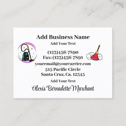Cleaning Service Housekeeping  Business Card 名刺 (裏面)