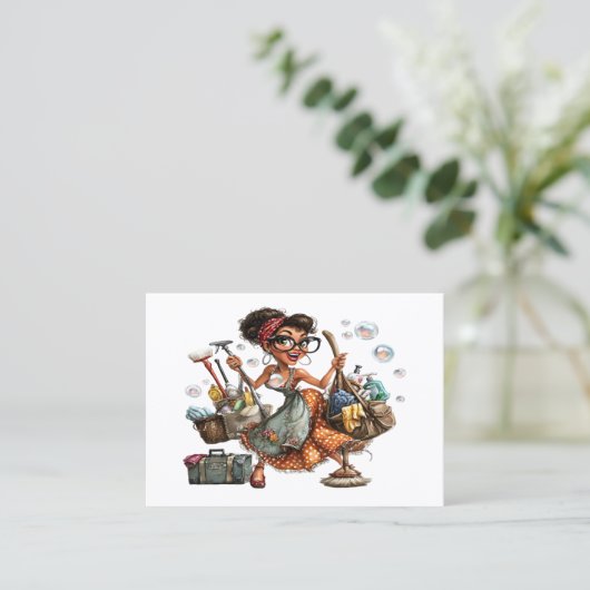 Cleaning Service Housekeeping  Business Card 名刺 (スタンド正面)