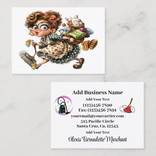 Cleaning Service Housekeeping  Business Card 名刺 (正面/裏面)