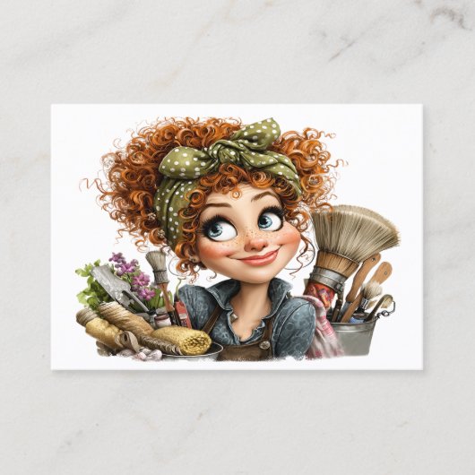 Cleaning Service Housekeeping Business Card 名刺 (正面)